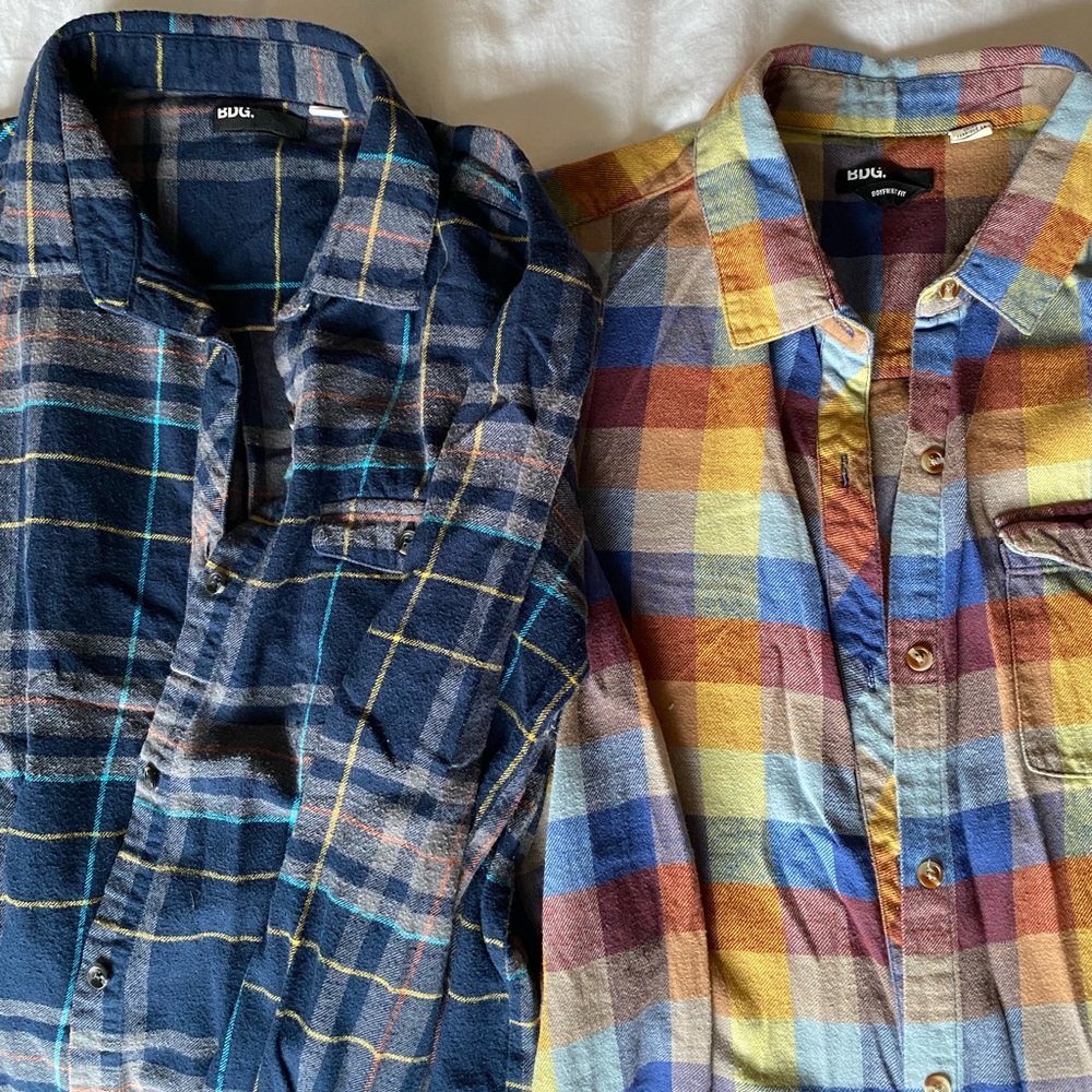 2 Flannel Long Sleeve Button Ups